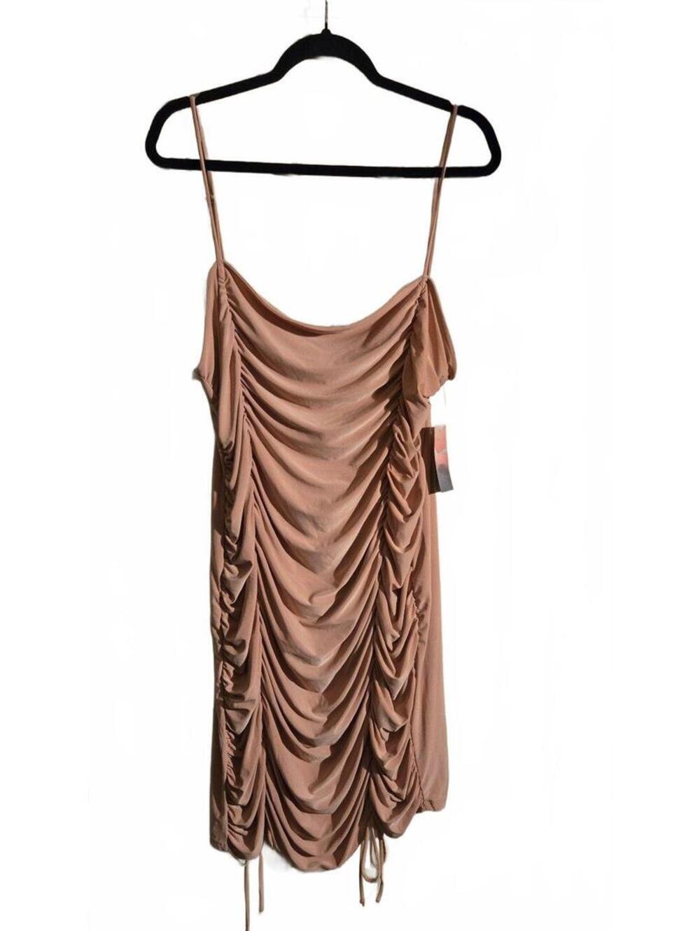 Silhouette Silky feminine & June Ruched Beige Slip Dress 3X Made in Indonesia